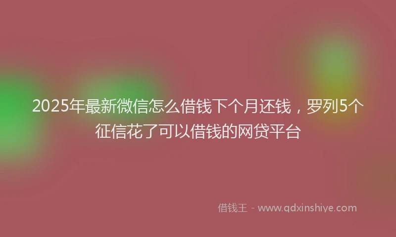 2025年最新微信怎么借钱下个月还钱，罗列5个征信花了可以借钱的网贷平台