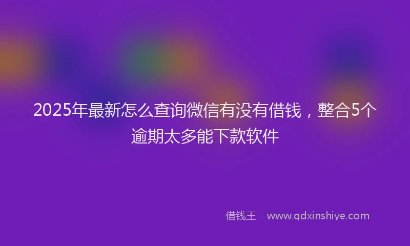 2025年最新怎么查询微信有没有借钱，整合5个逾期太多能下款软件