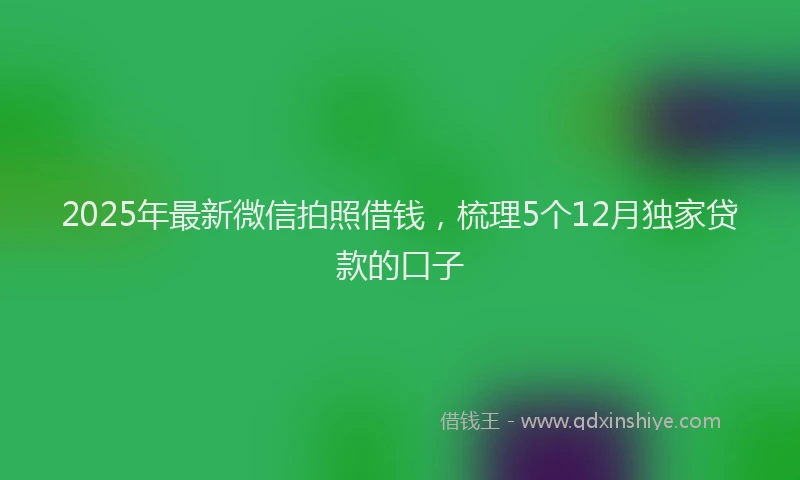 2025年最新微信拍照借钱，梳理5个12月独家贷款的口子