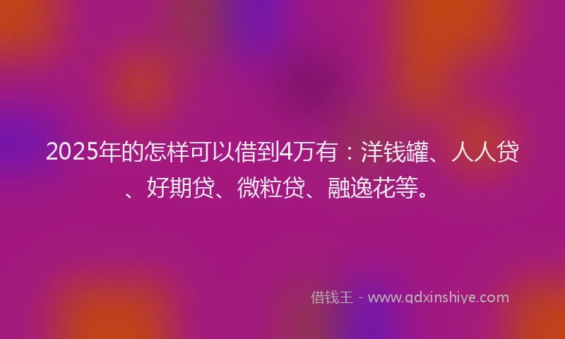2025年的怎样可以借到4万有：洋钱罐、人人贷、好期贷、微粒贷、融逸花等。