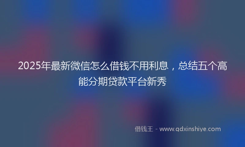 2025年最新微信怎么借钱不用利息，总结五个高能分期贷款平台新秀