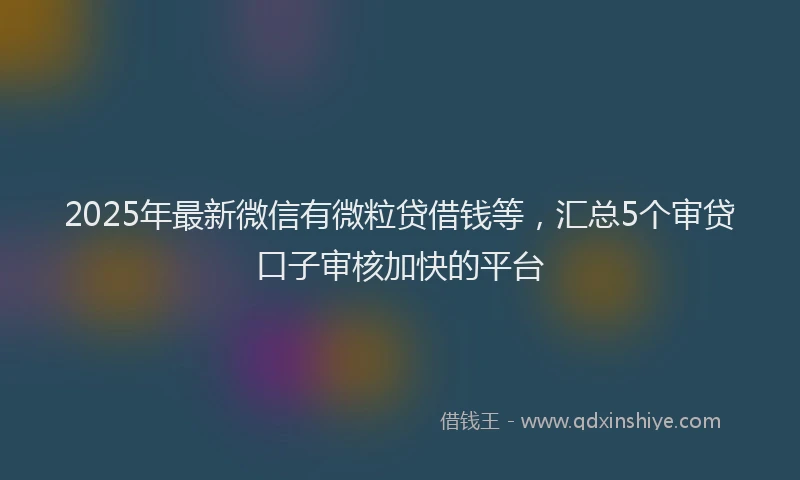 2025年最新微信有微粒贷借钱等，汇总5个审贷口子审核加快的平台
