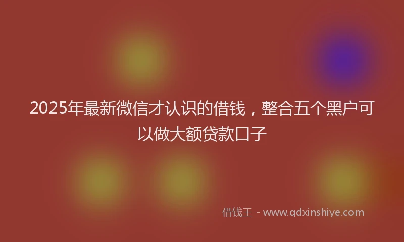 2025年最新微信才认识的借钱，整合五个黑户可以做大额贷款口子