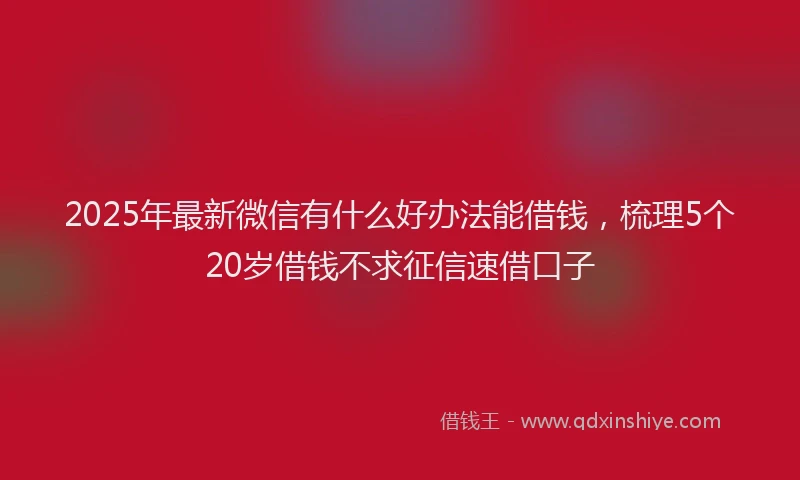 2025年最新微信有什么好办法能借钱，梳理5个20岁借钱不求征信速借口子