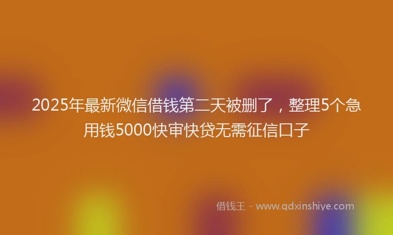 2025年最新微信借钱第二天被删了，整理5个急用钱5000快审快贷无需征信口子