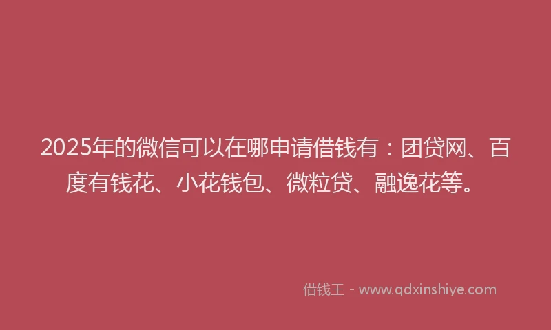 2025年的微信可以在哪申请借钱有：团贷网、百度有钱花、小花钱包、微粒贷、融逸花等。
