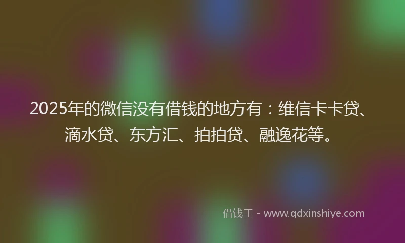 2025年的微信没有借钱的地方有：维信卡卡贷、滴水贷、东方汇、拍拍贷、融逸花等。