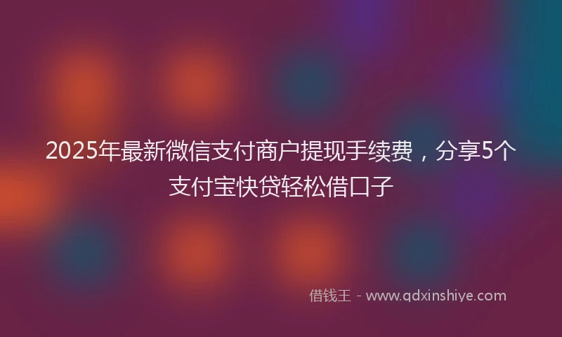 2025年最新微信支付商户提现手续费，分享5个支付宝快贷轻松借口子