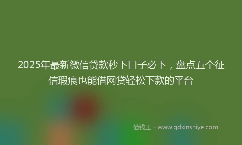 2025年最新微信贷款秒下口子必下，盘点五个征信瑕疵也能借网贷轻松下款的平台