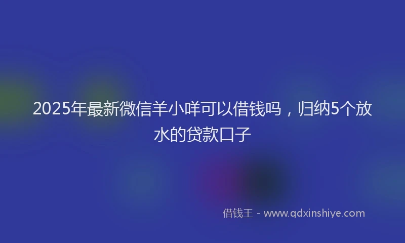 2025年最新微信羊小咩可以借钱吗，归纳5个放水的贷款口子
