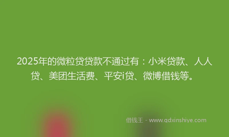 2025年的微粒贷贷款不通过有：小米贷款、人人贷、美团生活费、平安i贷、微博借钱等。