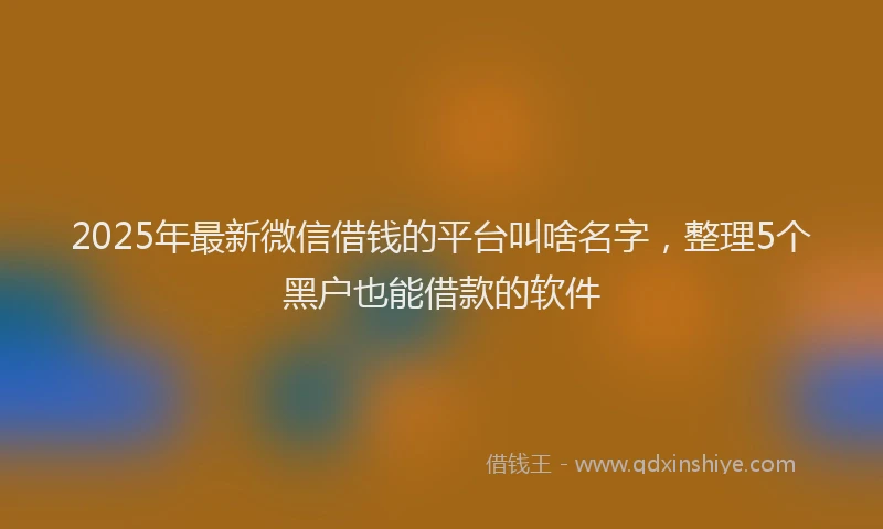 2025年最新微信借钱的平台叫啥名字，整理5个黑户也能借款的软件