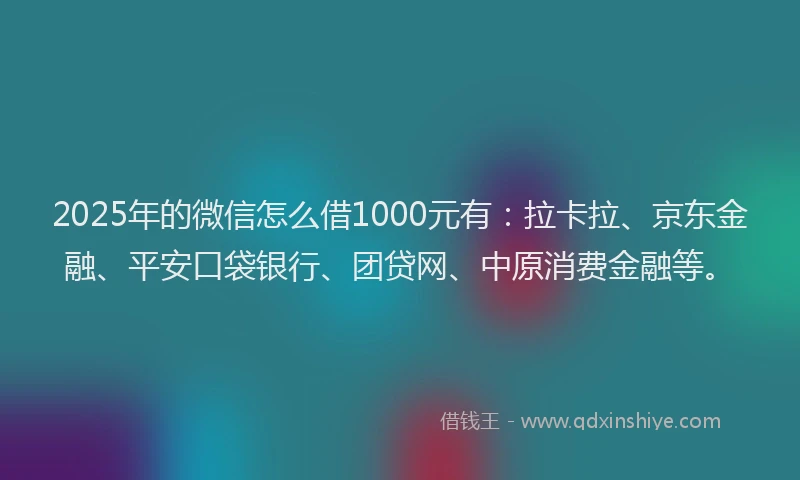 2025年的微信怎么借1000元有：拉卡拉、京东金融、平安口袋银行、团贷网、中原消费金融等。