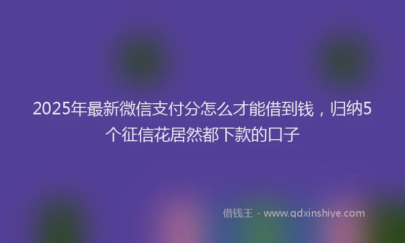 2025年最新微信支付分怎么才能借到钱，归纳5个征信花居然都下款的口子