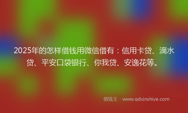 2025年的怎样借钱用微信借有：信用卡贷、滴水贷、平安口袋银行、你我贷、安逸花等。