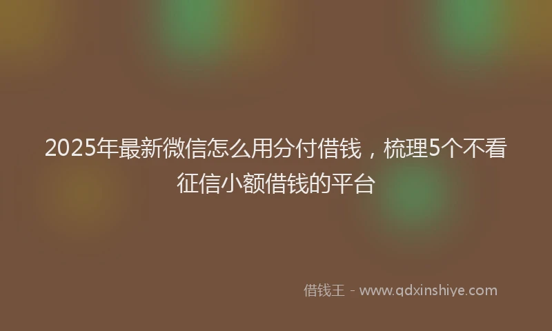 2025年最新微信怎么用分付借钱，梳理5个不看征信小额借钱的平台
