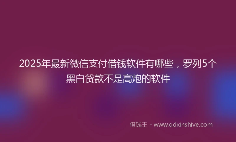 2025年最新微信支付借钱软件有哪些，罗列5个黑白贷款不是高炮的软件