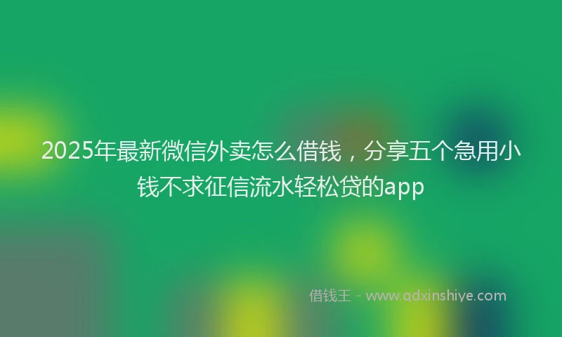 2025年最新微信外卖怎么借钱，分享五个急用小钱不求征信流水轻松贷的app
