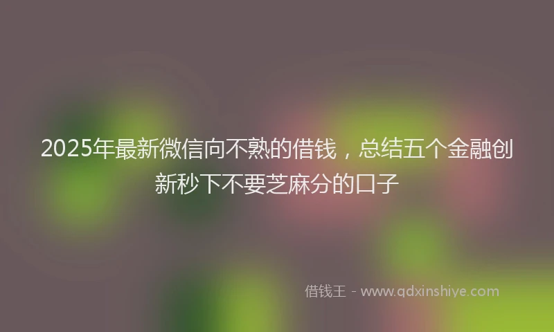 2025年最新微信向不熟的借钱，总结五个金融创新秒下不要芝麻分的口子