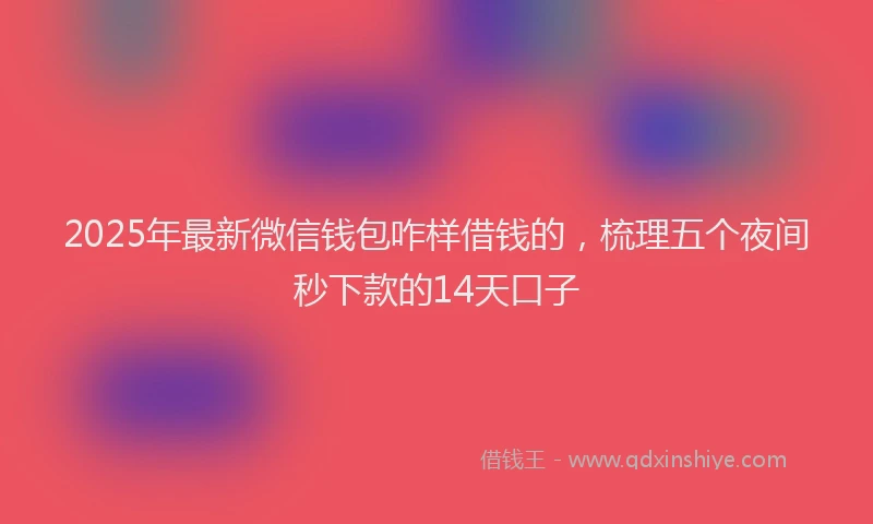 2025年最新微信钱包咋样借钱的，梳理五个夜间秒下款的14天口子