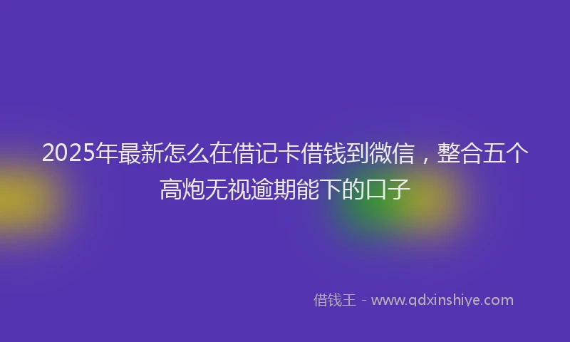 2025年最新怎么在借记卡借钱到微信，整合五个高炮无视逾期能下的口子