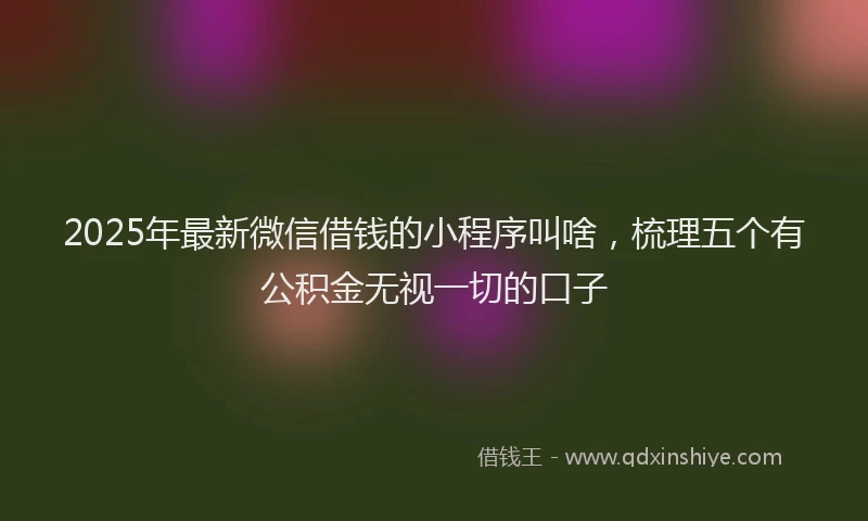 2025年最新微信借钱的小程序叫啥，梳理五个有公积金无视一切的口子