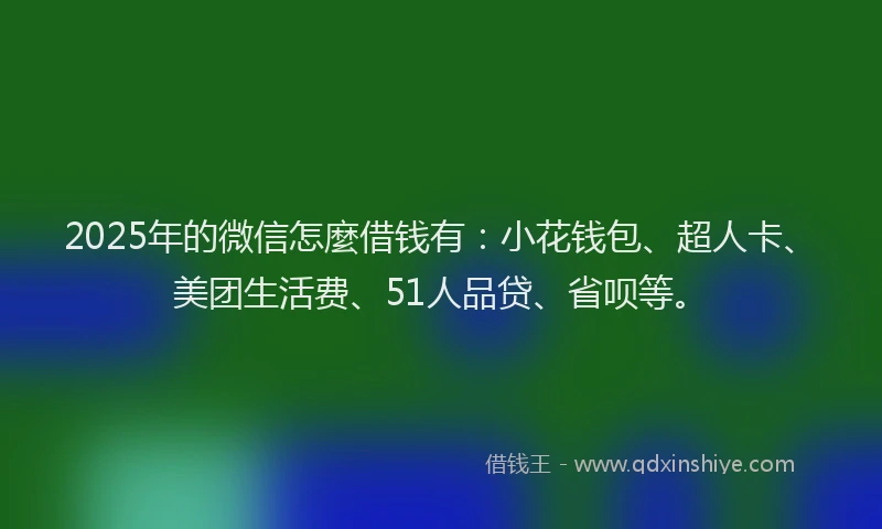 2025年的微信怎麼借钱有：小花钱包、超人卡、美团生活费、51人品贷、省呗等。