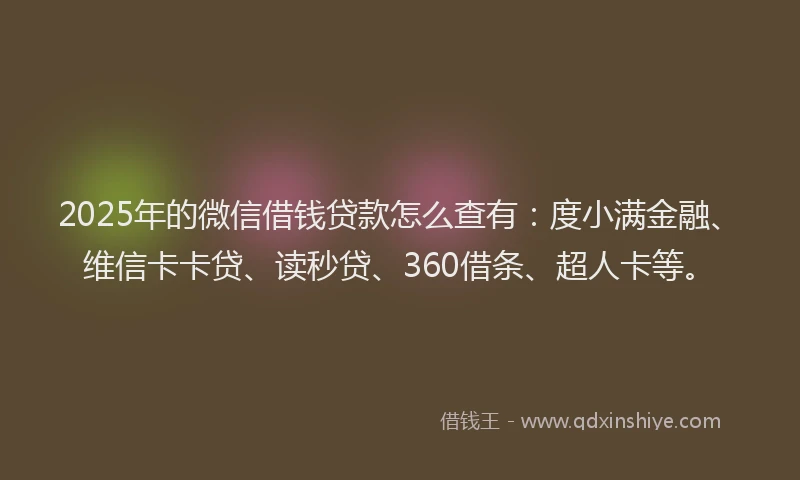 2025年的微信借钱贷款怎么查有：度小满金融、维信卡卡贷、读秒贷、360借条、超人卡等。