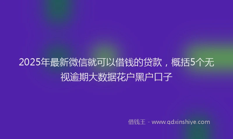2025年最新微信就可以借钱的贷款，概括5个无视逾期大数据花户黑户口子