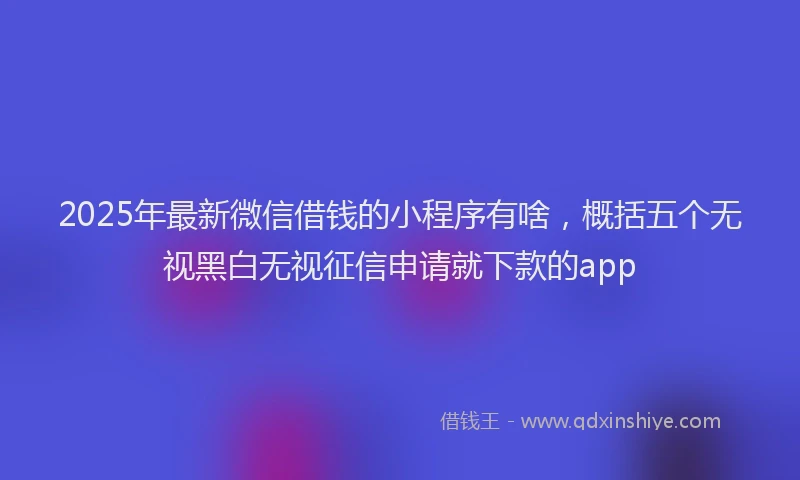 2025年最新微信借钱的小程序有啥，概括五个无视黑白无视征信申请就下款的app