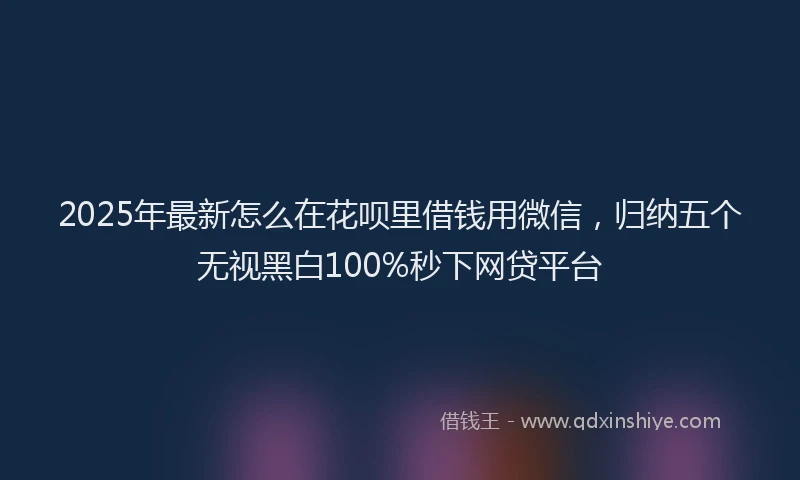 2025年最新怎么在花呗里借钱用微信，归纳五个无视黑白100%秒下网贷平台