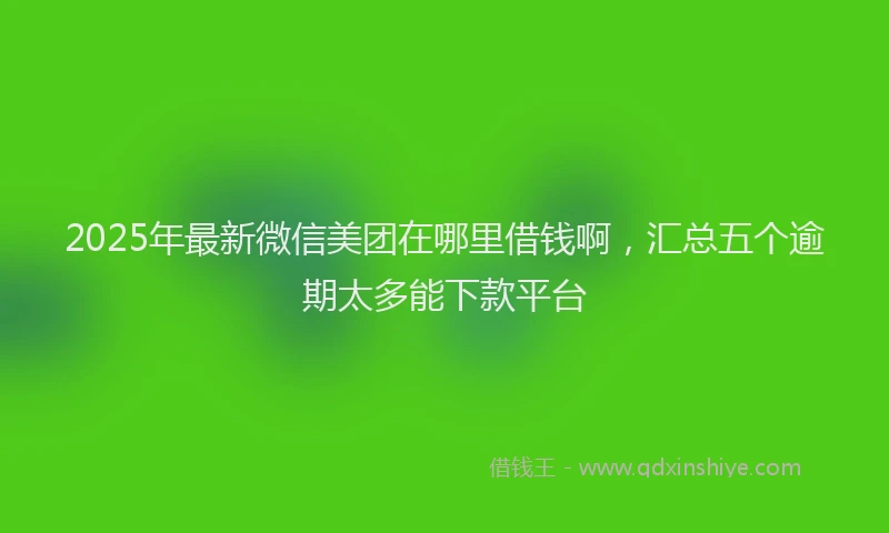 2025年最新微信美团在哪里借钱啊，汇总五个逾期太多能下款平台