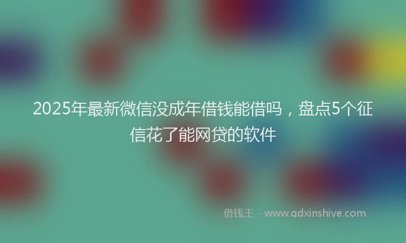 2025年最新微信没成年借钱能借吗，盘点5个征信花了能网贷的软件