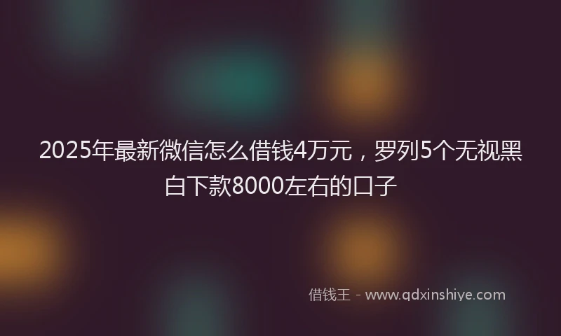 2025年最新微信怎么借钱4万元，罗列5个无视黑白下款8000左右的口子