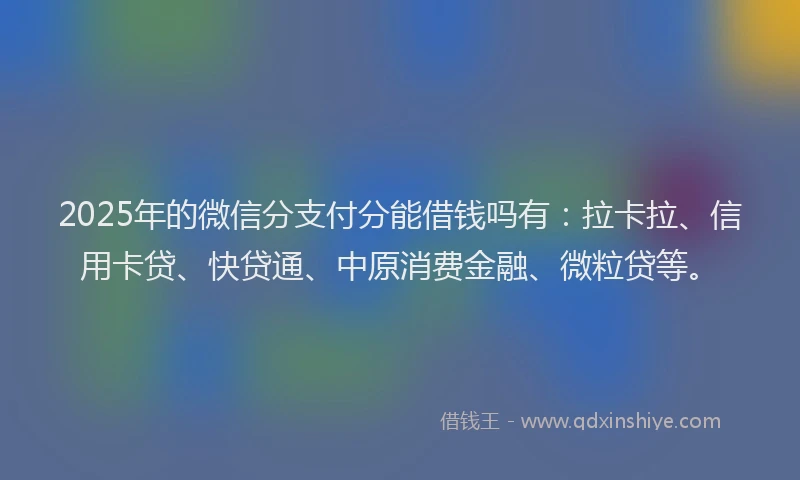 2025年的微信分支付分能借钱吗有：拉卡拉、信用卡贷、快贷通、中原消费金融、微粒贷等。