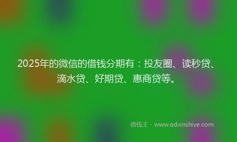 2025年的微信的借钱分期有：投友圈、读秒贷、滴水贷、好期贷、惠商贷等。