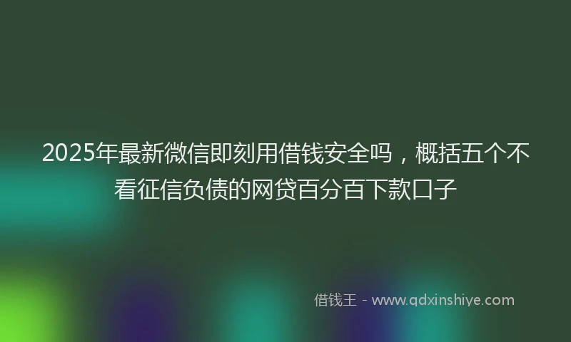 2025年最新微信即刻用借钱安全吗，概括五个不看征信负债的网贷百分百下款口子