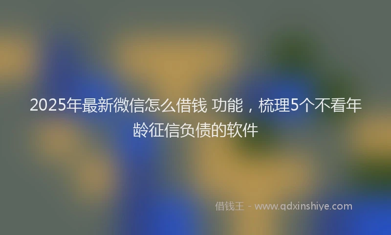 2025年最新微信怎么借钱 功能，梳理5个不看年龄征信负债的软件