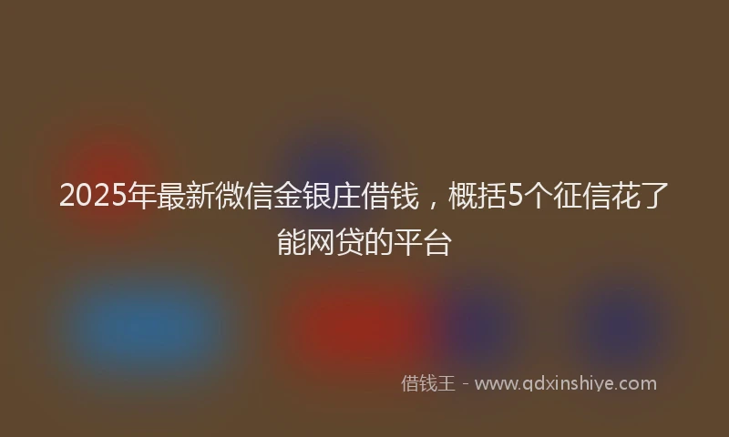 2025年最新微信金银庄借钱，概括5个征信花了能网贷的平台