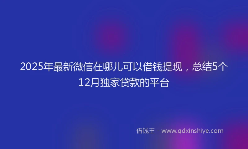2025年最新微信在哪儿可以借钱提现，总结5个12月独家贷款的平台