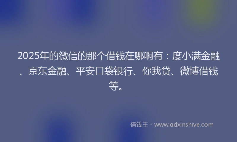 2025年的微信的那个借钱在哪啊有：度小满金融、京东金融、平安口袋银行、你我贷、微博借钱等。
