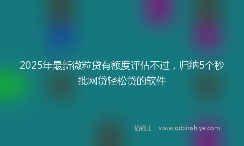 2025年最新微粒贷有额度评估不过，归纳5个秒批网贷轻松贷的软件