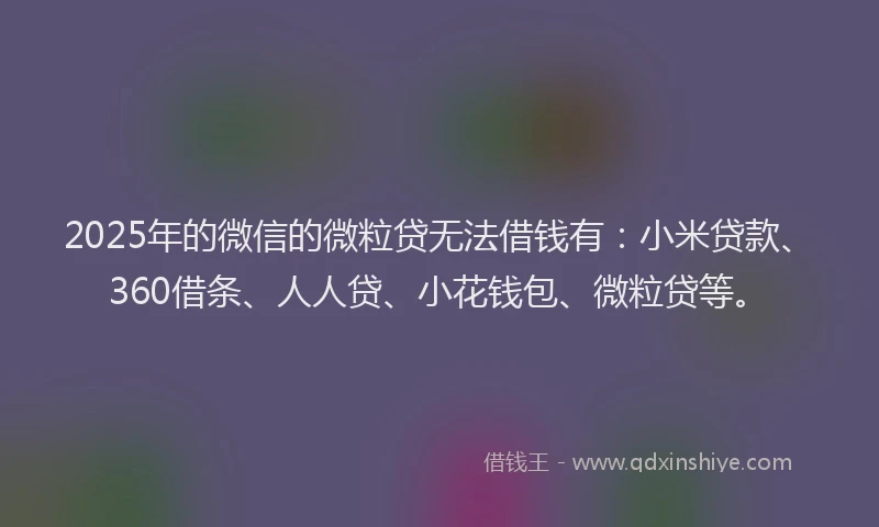 2025年的微信的微粒贷无法借钱有：小米贷款、360借条、人人贷、小花钱包、微粒贷等。