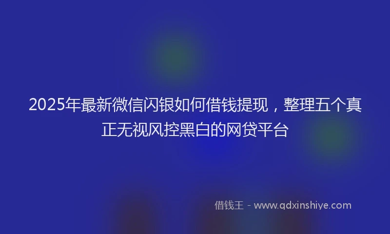 2025年最新微信闪银如何借钱提现，整理五个真正无视风控黑白的网贷平台