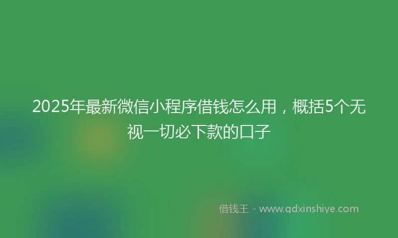 2025年最新微信小程序借钱怎么用，概括5个无视一切必下款的口子