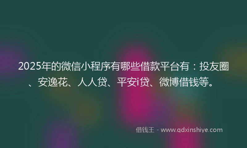 2025年的微信小程序有哪些借款平台有：投友圈、安逸花、人人贷、平安i贷、微博借钱等。