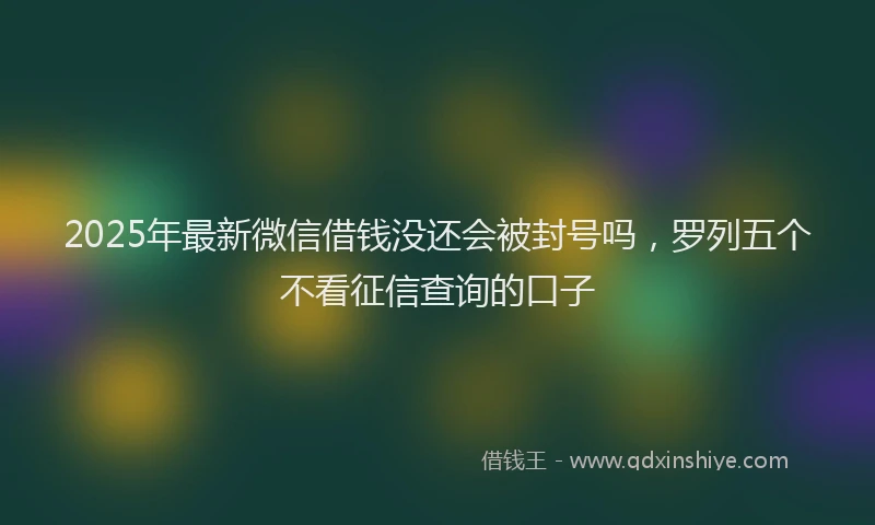 2025年最新微信借钱没还会被封号吗，罗列五个不看征信查询的口子