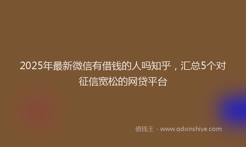 2025年最新微信有借钱的人吗知乎，汇总5个对征信宽松的网贷平台