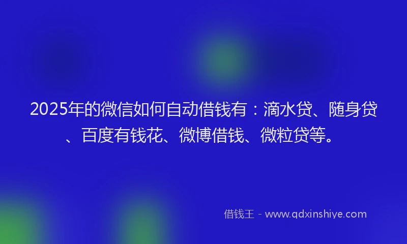 2025年的微信如何自动借钱有：滴水贷、随身贷、百度有钱花、微博借钱、微粒贷等。