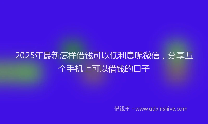 2025年最新怎样借钱可以低利息呢微信，分享五个手机上可以借钱的口子